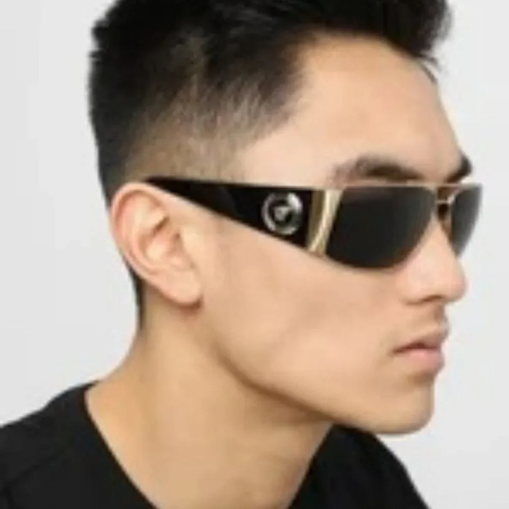 NEW Versace VE2163 100287 Gold Black Grey  Rectangle Men Sunglasses VE 2163